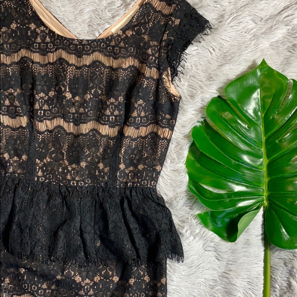 Maeve Anthropologie Elsa black lace peplum xs